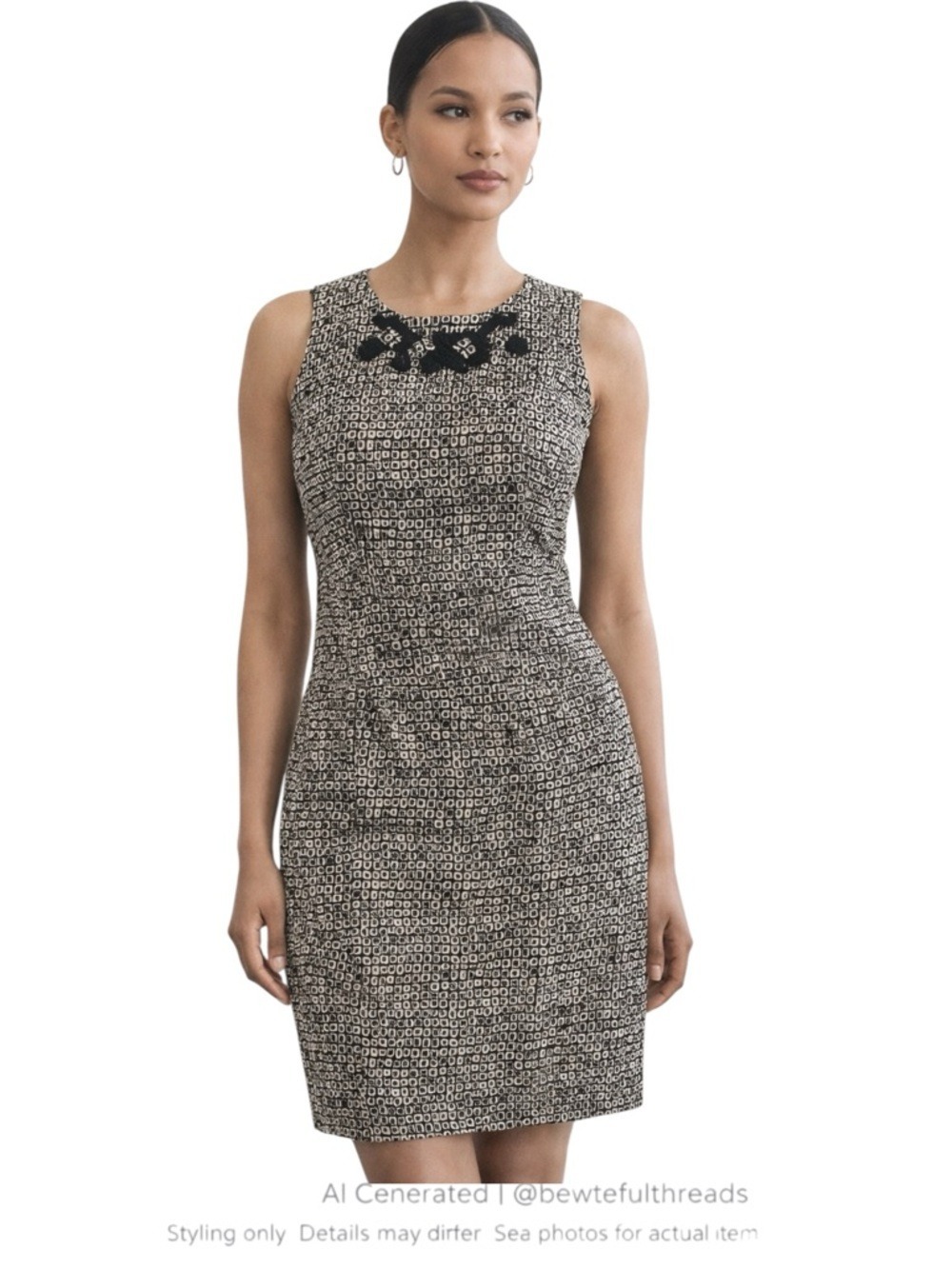 Geometric Sheath Dress Origami Neck Minimalist Office Chic M/L